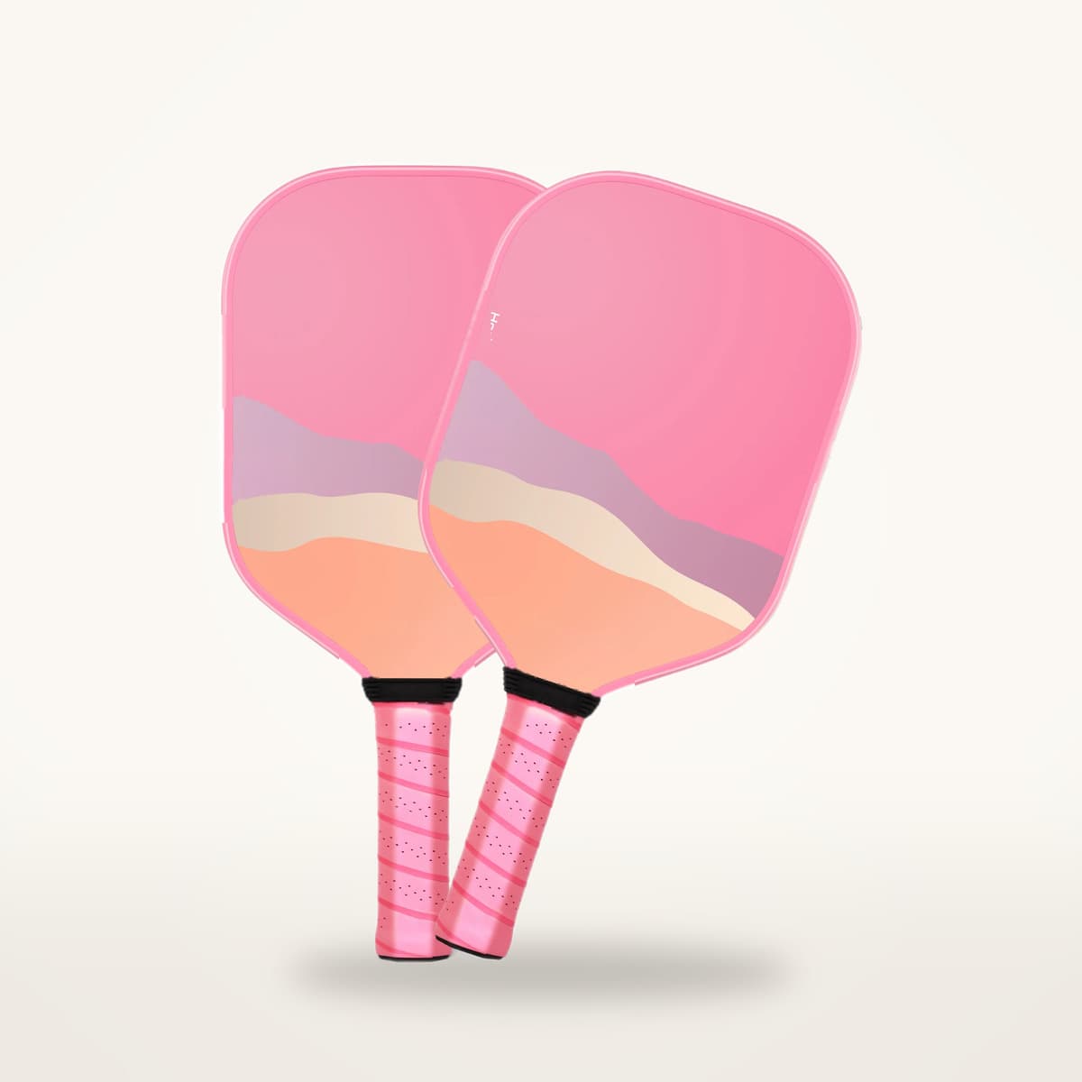 Deux raquettes de pickleball roses en fibre de verre, tamis plein sans cordage et grips assortis